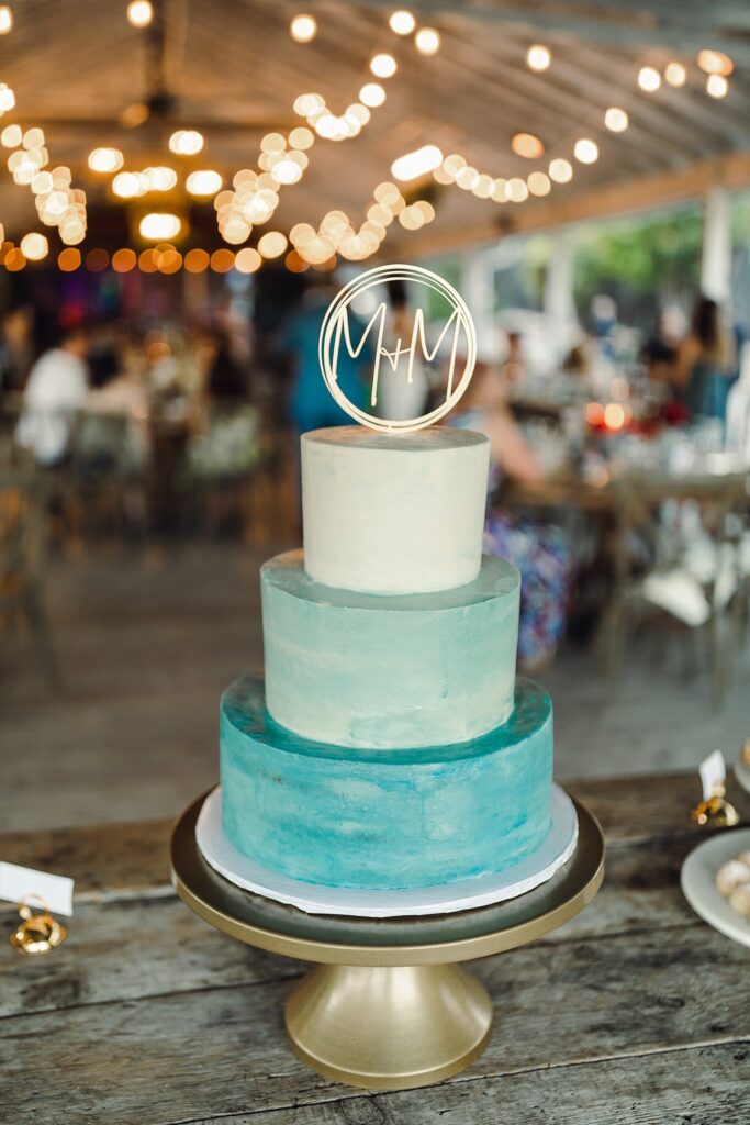 Blue ombre wedding cake.