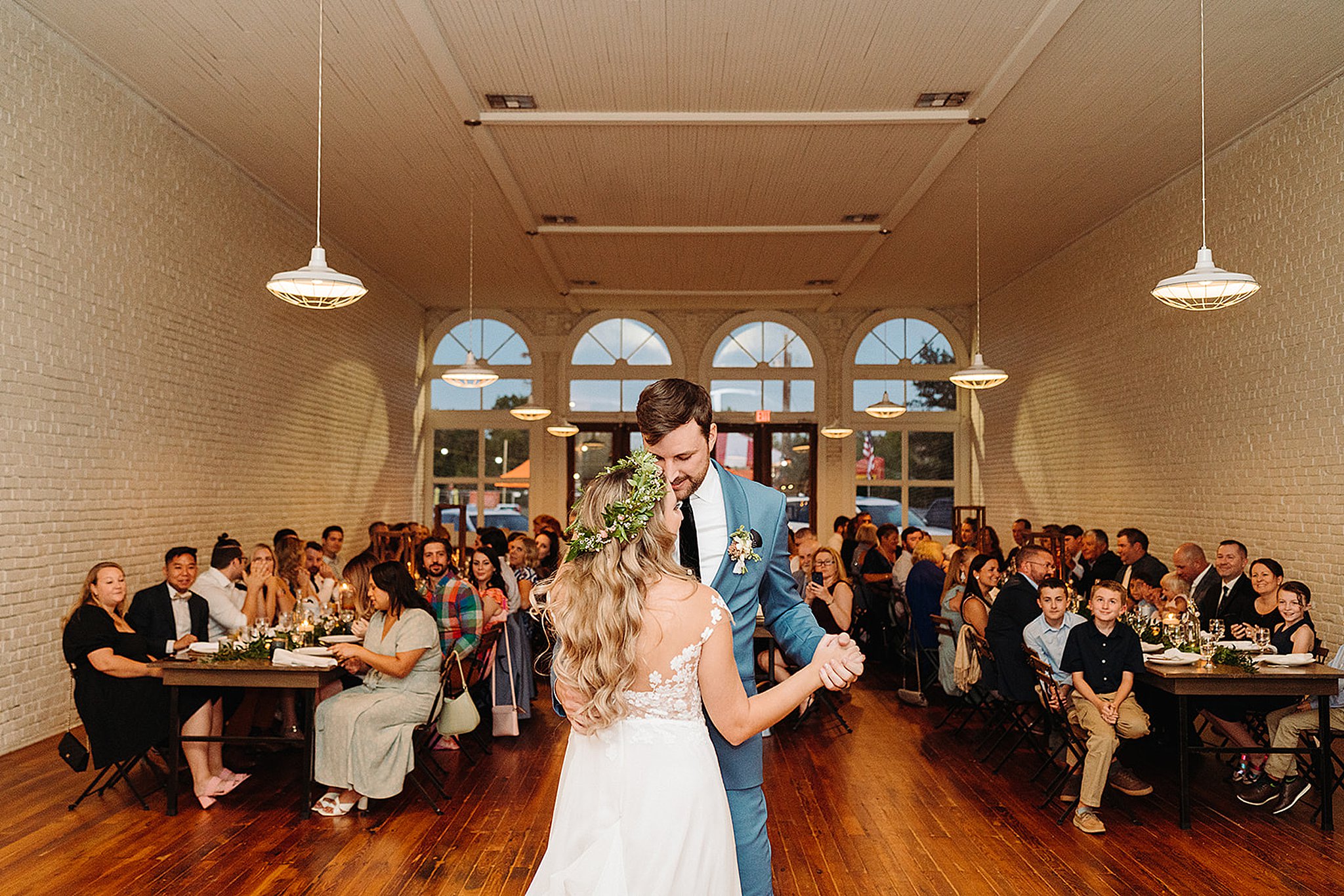 A newlywed couple's first dance in one of the best Austin wedding venues.