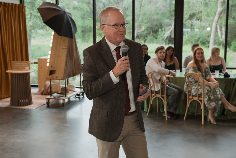 Bride's father shares toast at The Grand Lady Austin. 