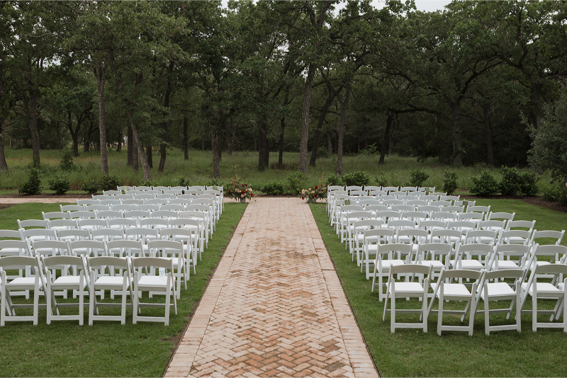 The ceremony lawn set up for a wedding at The Grand Lady Austin. 