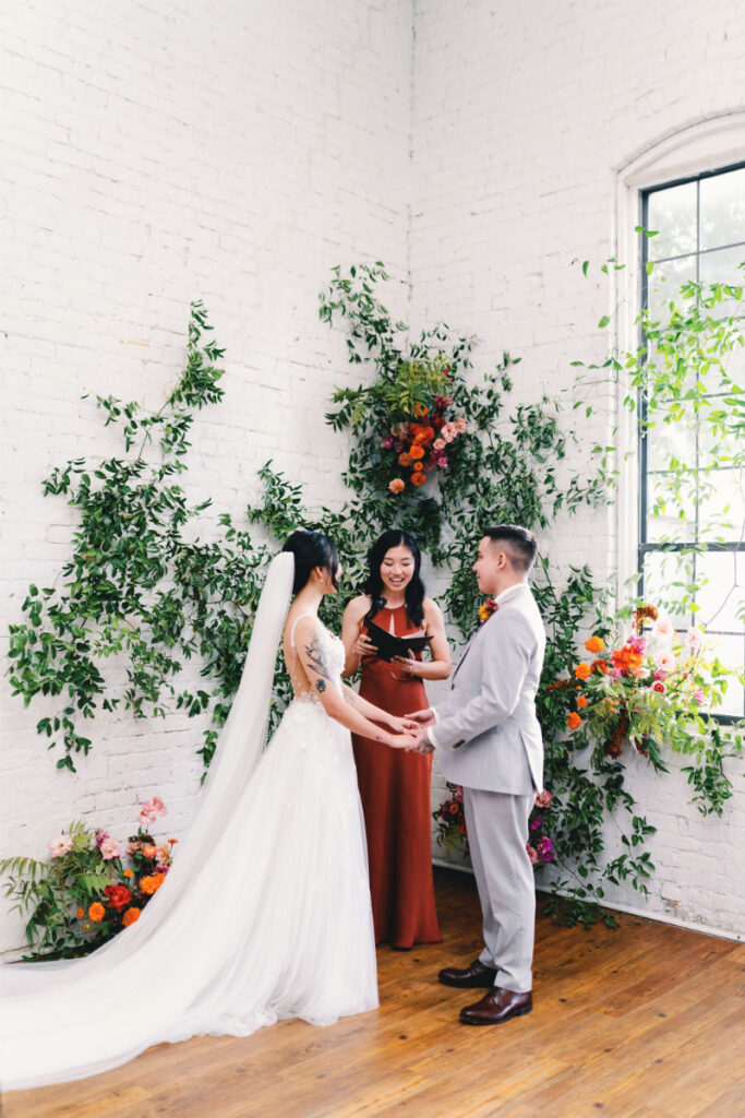 Wedding ceremony at One Eleven East Hutto.