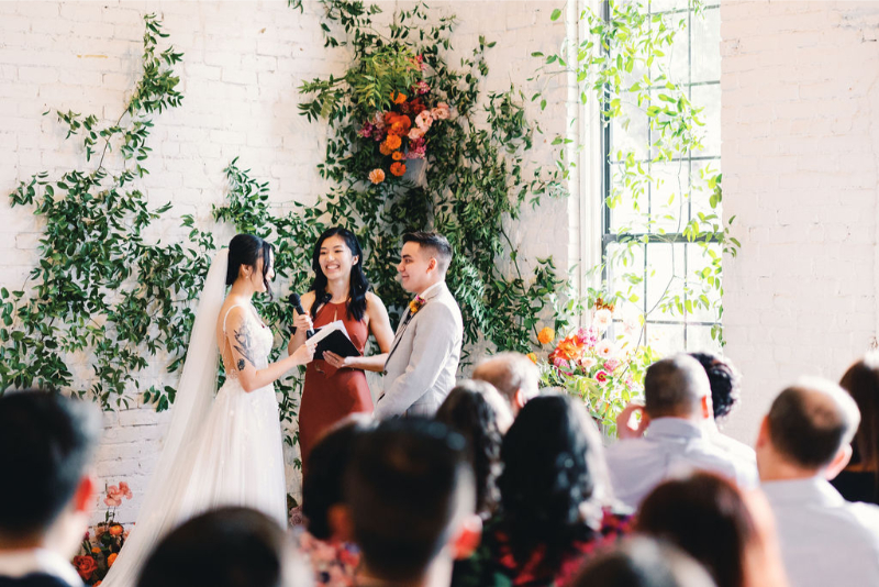 Wedding ceremony at One Eleven East Hutto.