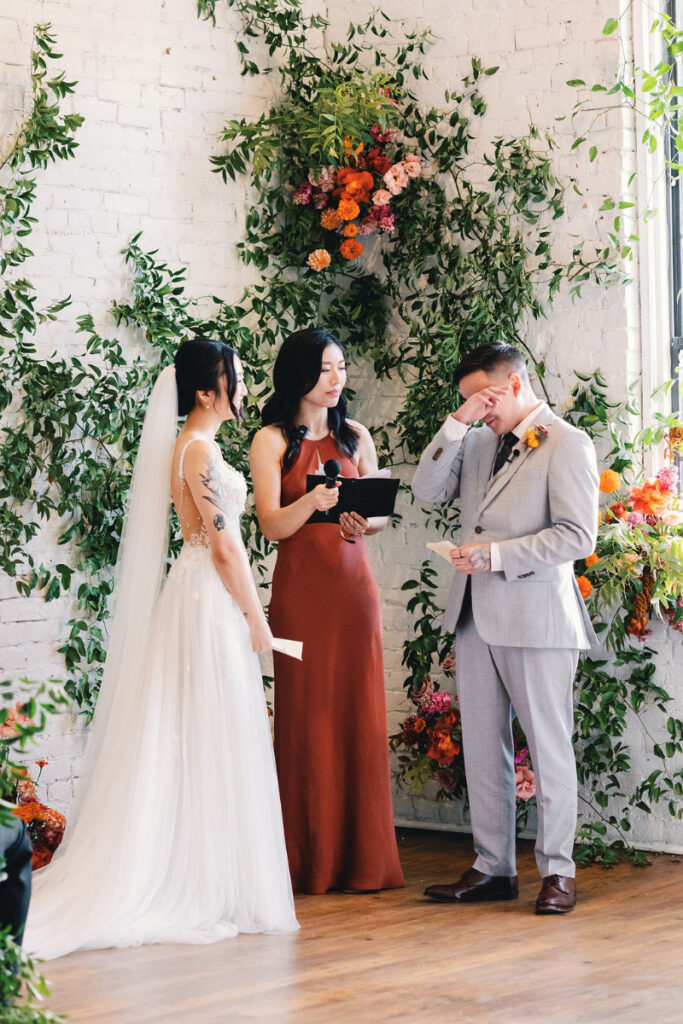 Wedding ceremony at One Eleven East Hutto.