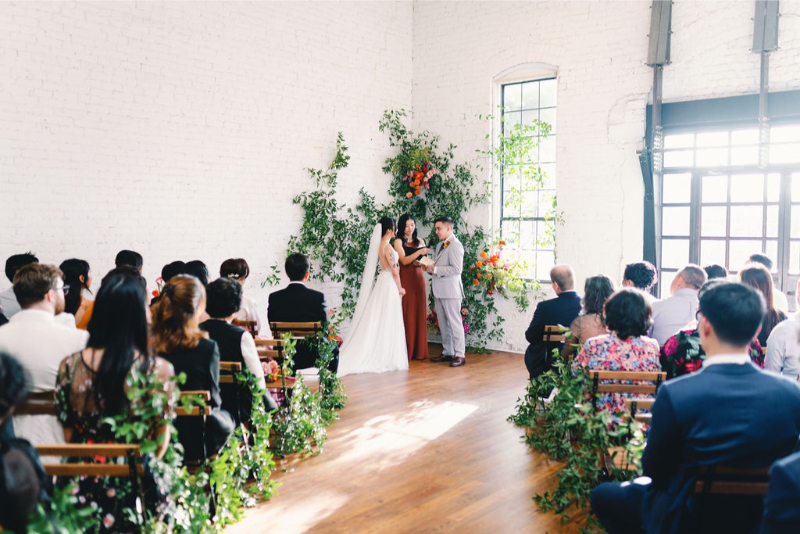 Wedding ceremony at One Eleven East Hutto.